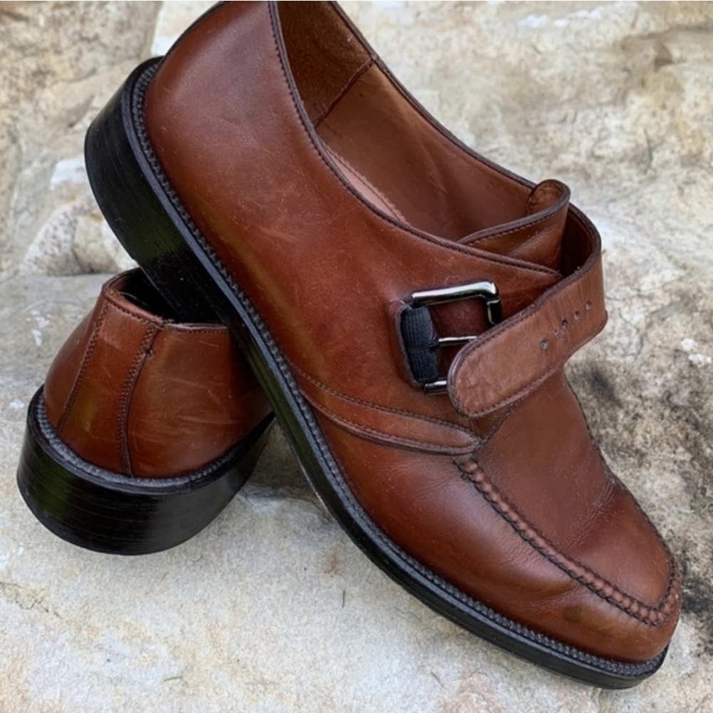 Cole Haan Men's Brown Leather Monk Strap Shoes